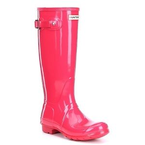 Women's  Tall Gloss Buckle Rain Boots.